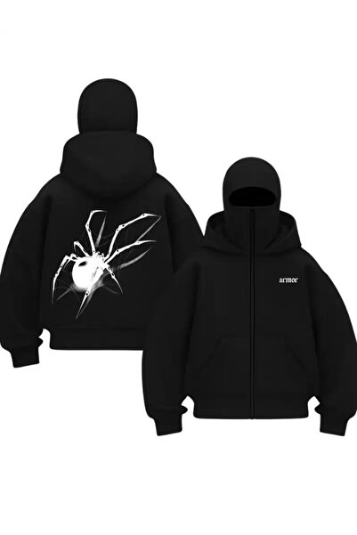 Gofeel Black armor spider printed unisex sweatshirt cardigan with mask