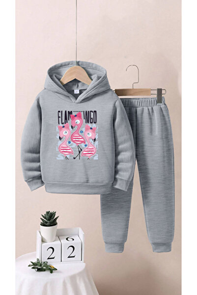 ALİKA Kids Girls/Boys Flamingo Printed Bottom Top Tracksuit Set