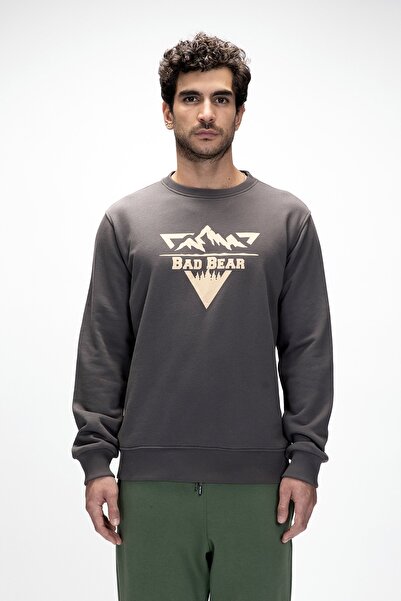 Bad Bear سويت شيرت مطبوع للرجال من Mountain Anthracite Crewneck