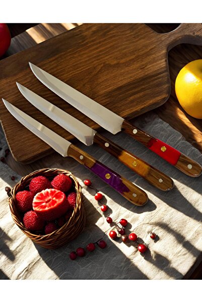 Lazoğlu 3LÜ RENKLİ TASARIM SEBZE BIÇAK SETİ