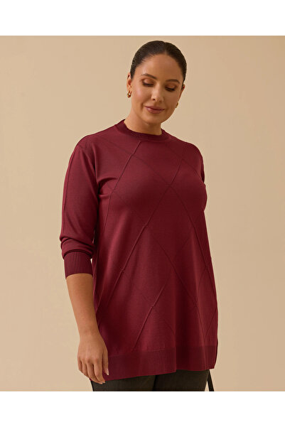 Gala-Xi Plus Size Patterned Basic Knitwear Tunic