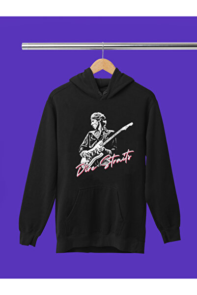 MAGORS سترة روك قطنية مطبوعة بأكمام طويلة وقلنسوة من DIRE STRAITS بثلاث خيوط