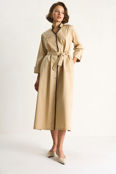 Bianco Lucci Women's Judge Collar Pocket Detailed Long Dress 60284070