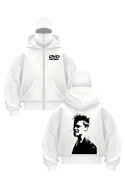 Gofeel سترة بيضاء كبيرة الحجم مطبوعة عليها قرص DVD من Kar Masked Tylor للجنسين