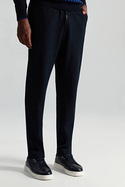 Hemington İtalyan Yün Bağcık Detaylı Lacivert Relax Pantolon
