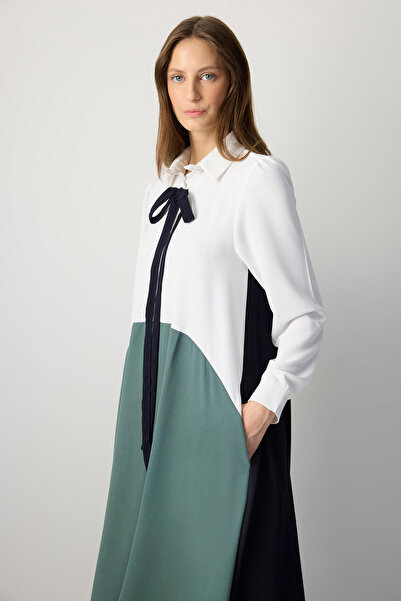 Touché Privé BLOK RENKLİ KREP ELBİSE