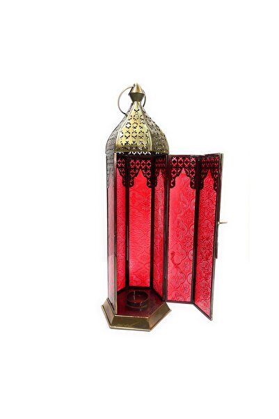 Souq DESIGNS Ramadan Lantern Large fanoos Arabic Moroccan Lanterns Gold Metal Lanterns 1 pc