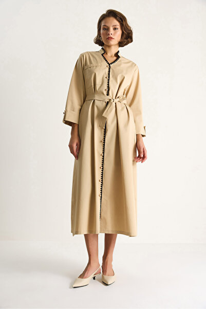 Bianco Lucci Kadın Hakim Yaka Cep Detaylı Uzun Elbise 60284070