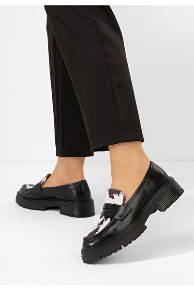 B T Shoes Orsina black thick-soled loafers
