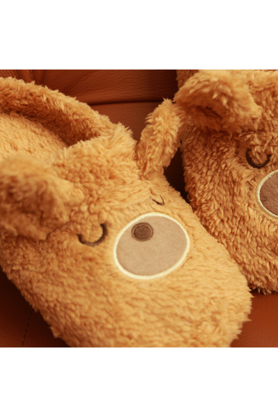 OEM Fluffy and comfortable slip-on slippers for women, cute teddy bear pattern, 31508-02