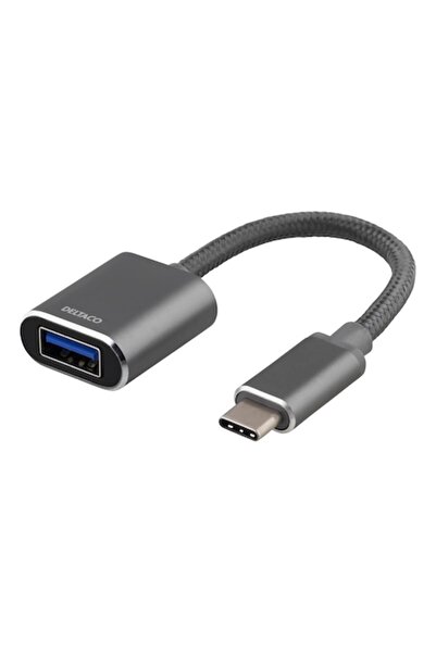 DELTACO Adaptor USB-C 3.1 Gen 1 to USB-A OTG, cable 10cm, Space Grey