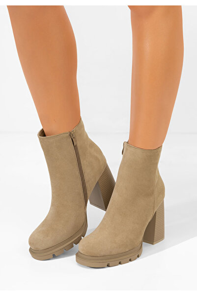 B T Shoes Botine cu toc gros Neolia kaki