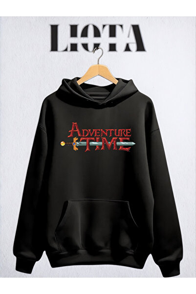 Vordevia سويت شيرت قطني كبير الحجم مطبوع عليه وقت المغامرة مكون من 3 خيوط