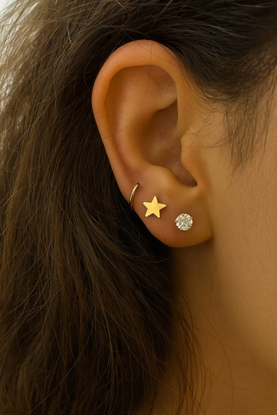 G Sport POLO 3-Piece Steel Earrings with Ring and Diamond Detail