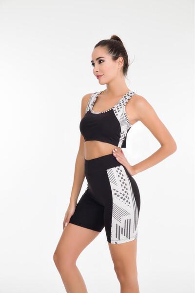 MOPİ Set pantaloni scurți fitness negru/alb