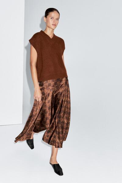 Massimo Dutti Kareli midi etek