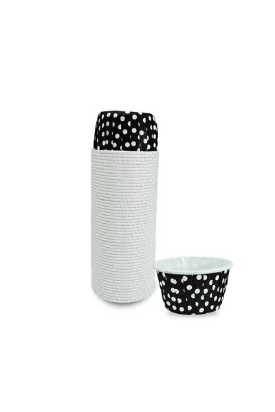 KENT Muffin/Cupcake Cake Mold/Container Capsule, Oven Safe, Air Fryer Compatible, Black Dots 50-Pack