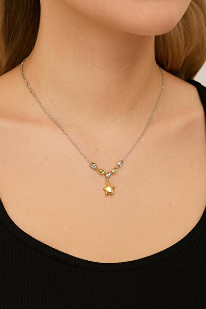 New Obsessions Star Steel Necklace with Gold and Silver Detail
