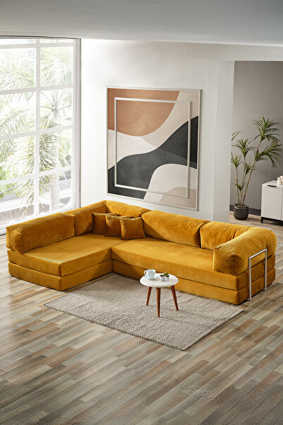 Evdemo Legom Petek Aktivite Koltuğu Yatak Olabilen Çok Amaçlı Kanepe L Koltuk Hardal