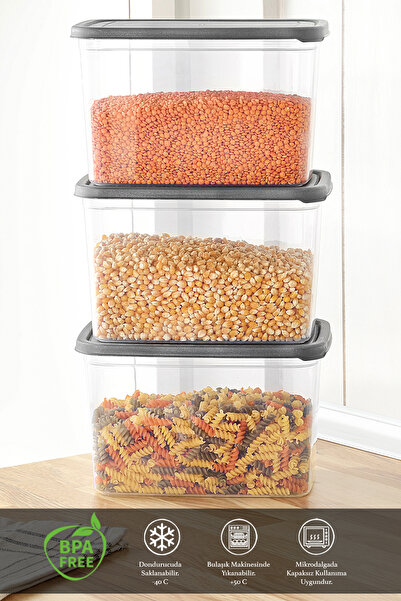 Meleni Home 4 Pieces Deep Food Storage Container with Labels - Legume Sugar Flour Container Food Storage Box 3700 ml Transparent