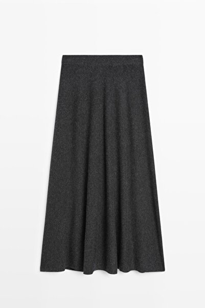 Massimo Dutti Uzun yün karışımlı A kesim etek