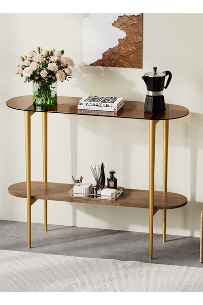VariFurnx 104*35*80cm 3Tier Glass Console Sofa Table Home Coffee Corner Display Entryway Table Couch Hallway