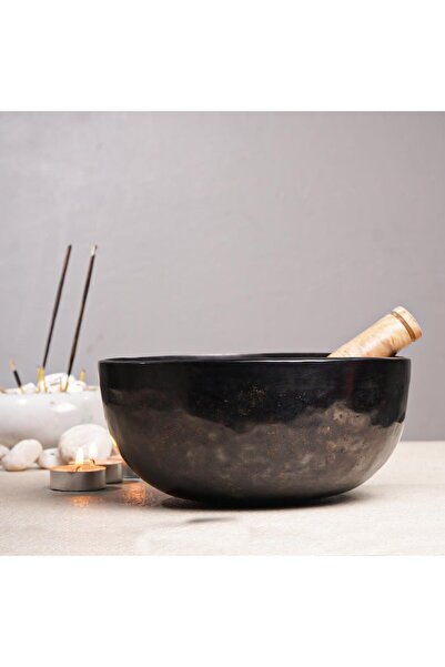 Mitr جرس تبتي أسود مصنوع يدويًا مقاس 35 سم