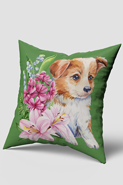 EsnafAli Κάλυμμα μαξιλαριού με πράσινο χαριτωμένο σχέδιο σκύλου