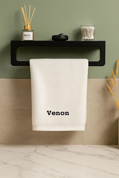 VENON حامل مناشف حمام معدني حديث أسود اللون مع لاصق قوي