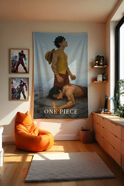 Charmbi One Piece Dikey Duvar Örtüsü – Anime Temalı Kaliteli Kumaş, Oda Dekoru Tapestry Duvar Halısı