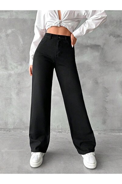 BALİNA Baggy Likralı Siyah Schoolcore Unisex Pantolon