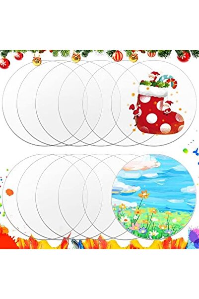 Slasa كوديراتو، ١٢ لوح أكريليك شفاف، سمك ١ مم، ألواح أكريليك دائرية ٢٠ سم