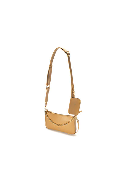 BATA Zip Closure Shoulder Bag with Pouch and Detachable Crossbody Strap