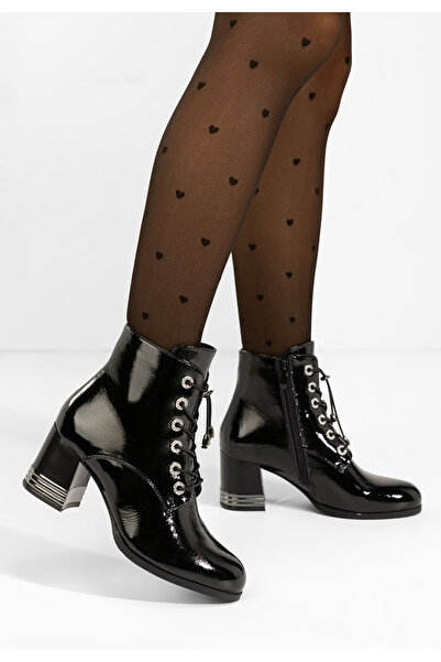 B T Shoes Μποτάκια με χοντρό τακούνι Takina Μαύρα