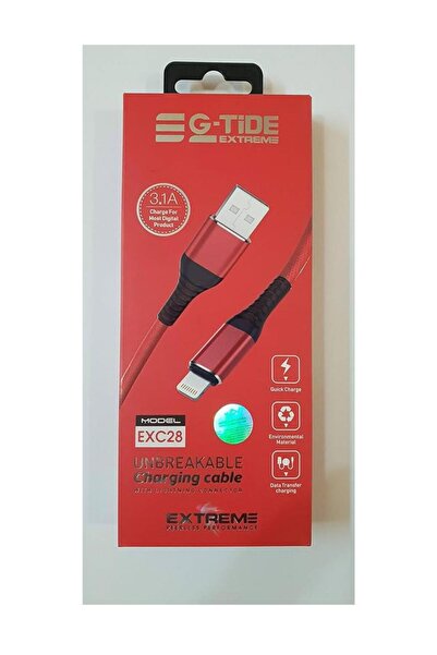G-TiDE EXTREME Quick Charger USB to lightning iPhone cable 1m Red