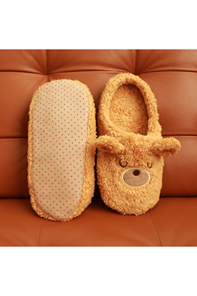 OEM Fluffy and comfortable slip-on slippers for women, cute teddy bear pattern, 31508-02