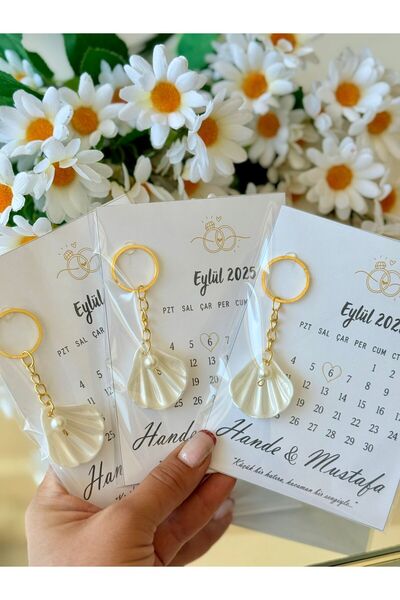 cacagift design İstiridyeli Anahtarlık Nikah Düğün Bride Hediyeliği Anahtarlı...