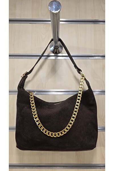 DSN SHOES & BAGS Geantă de umăr pentru femei din piele intoarsa cu detaliu de...