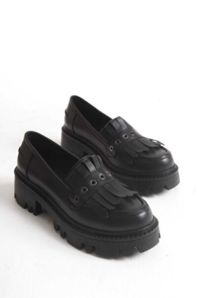 ERNİLA ALEXA Черни дамски мокасини от естествена кожа