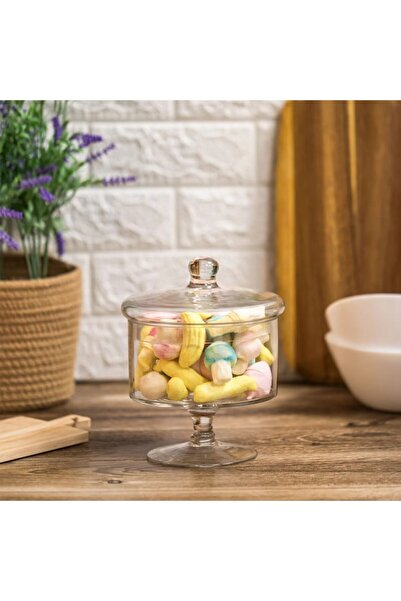 OEM Transparent Glass Jar with Stand & Lid for Candy Ø16x20cm - 0.9L