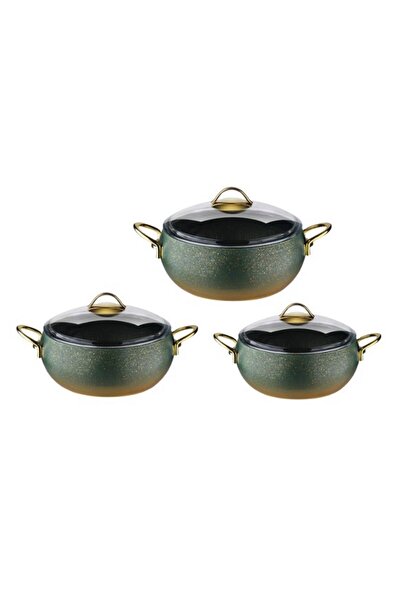 LAVONNI 6 Piece Granite Casserole Cookware Set with Metal Handles (18 Cm-20 Cm-22 cm)