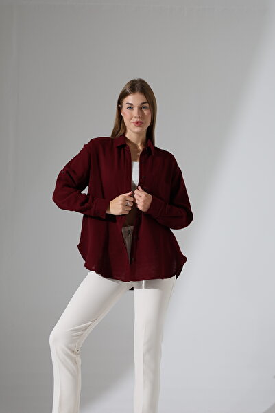 GÖMLEKÇİNİZ Oversize Basic Müslin Gömlek