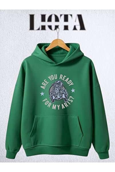 Vordevia هل أنت جاهز؟ سترة رياضية قطنية كبيرة الحجم مطبوعة بثلاث خيوط