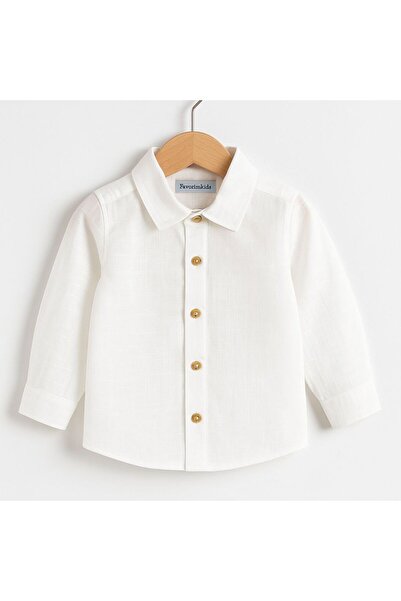 Cherry Baby Beyaz Pamuklu Erkek Bebek Gömlek 1-6 Yaş