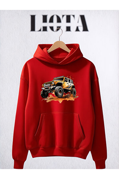 Vordevia سويت شيرت قطني كبير الحجم مطبوع عليه سيارة بثلاثة خيوط