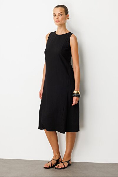 accort Rahat Kalıp Coton Elbise-SİYAH