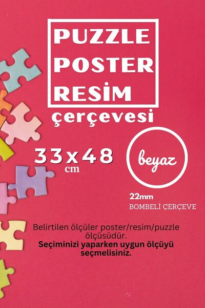 AtlasSG 22lik BEYAZ Puzzle 500 Poster Resim Çerçevesi PVCli Postersiz Resimsiz Çerçeve 33x48 cm