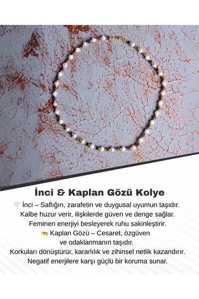 Saff Doğal Taş قلادة عين اللؤلؤ وعين النمر