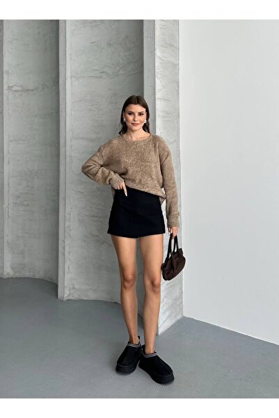 ZF BUTİK Γυναικείο κοντό πλεκτό πουλόβερ από υψηλής ποιότητας ύφασμα