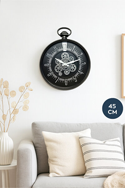HOMİNG Siyah Lumo 45 cm Büyük Boy Duvar Saati 242257